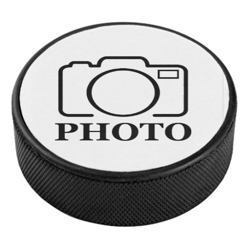 Add Personalized Photo Wedding Modern Cute Elegant Hockey Puck