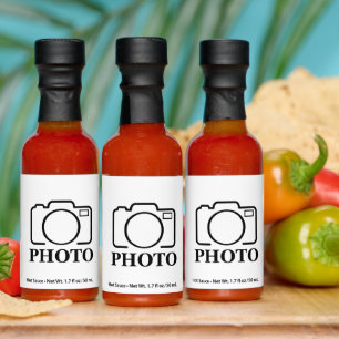 Add Personalized Photo Wedding Modern Cute Elegant Hot Sauces
