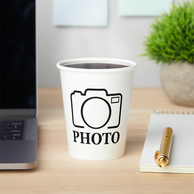 Add Personalized Photo Wedding Modern Cute Elegant Paper Cups (Insitu)