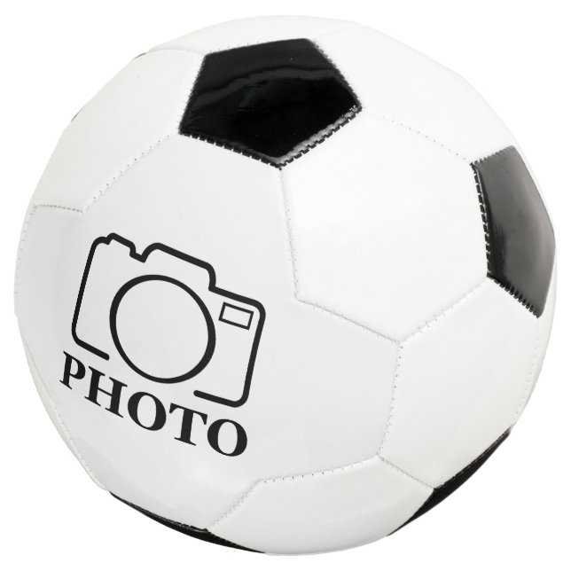 Add Personalized Photo Wedding Modern Cute Elegant Soccer Ball (Three Quarter)