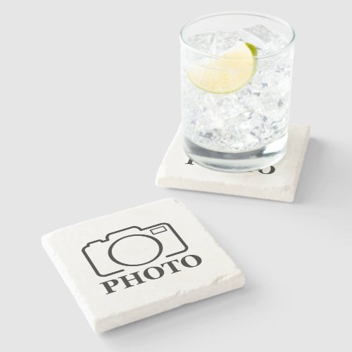 Add Personalized Photo Wedding Modern Cute Elegant Stone Coaster