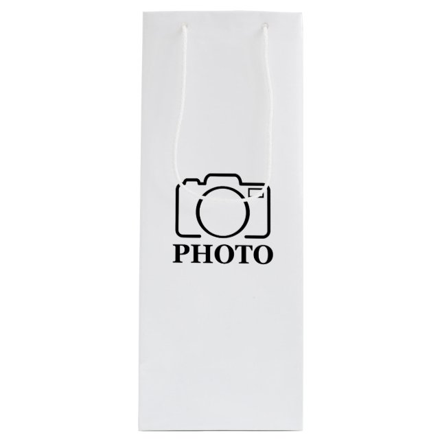 Add Personalized Photo Wedding Modern Cute Elegant Wine Gift Bag (Front)