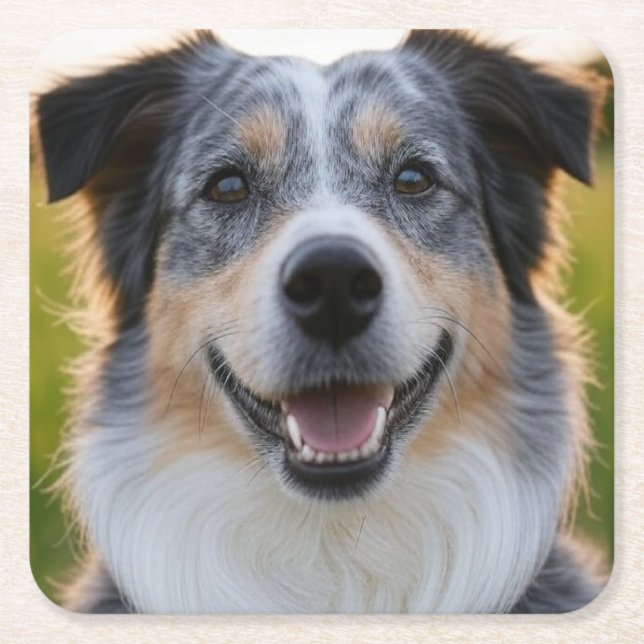 Add Pet Photo Customize Square Paper Coaster (Front)