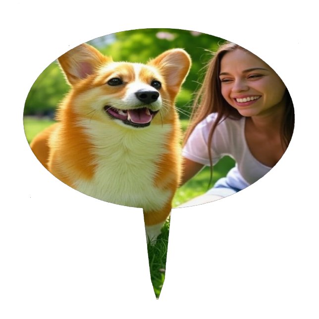 Add Pet Photo Personalize Customize Cake Topper (Front)