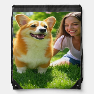 Add Pet Photo Personalize Customize Drawstring Bag