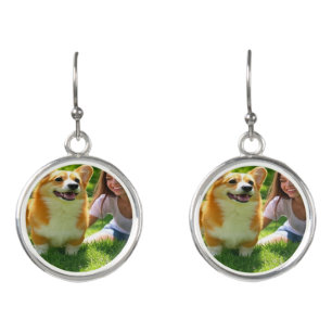 Add Pet Photo Personalize Customize Earrings