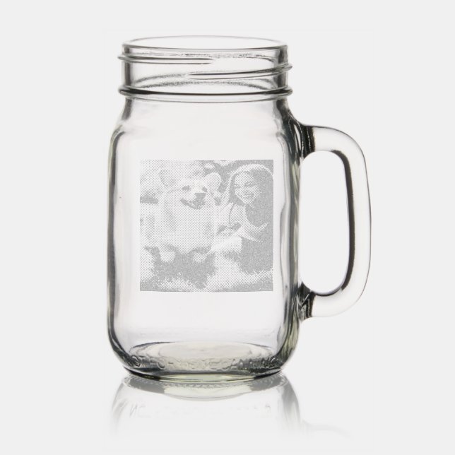 Add Pet Photo Personalize Customize Mason Jar W/ Handle (Glassware)