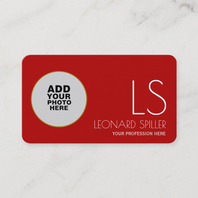 add photo , a modern & professional red business card (Front)