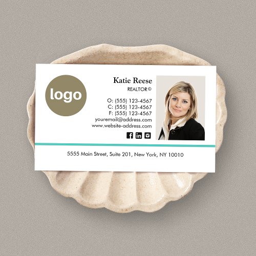 Add Photo and Logo Real Estate Professional Busine Business Card