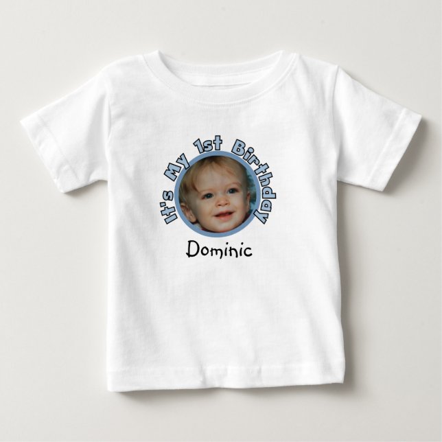 Add Photo and Name 1st Birthday T-shirt (Front)