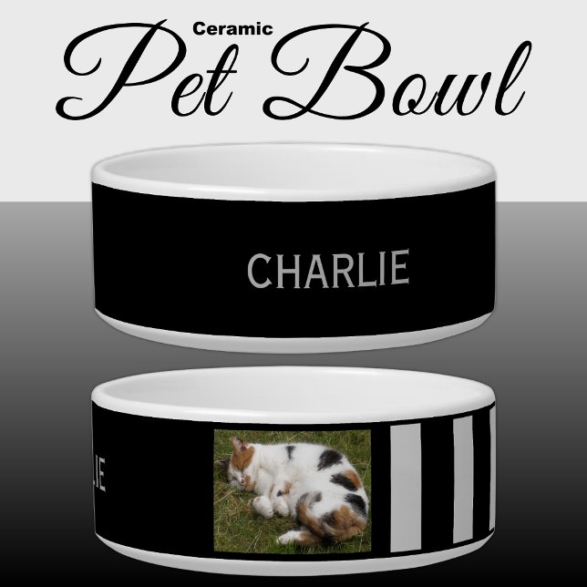 Add photo and name black and grey bowl (Creator Uploaded)