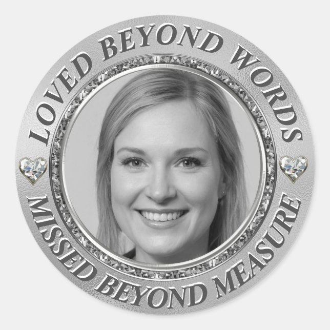 Add Photo and Name  Classic Round Sticker (Front)