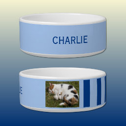 Add photo and name light and dark blue bowl