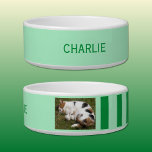 Add photo and name light and dark green bowl<br><div class="desc">Pet bowl / cat / dog
Add a name and a photo.
Light and dark green.</div>