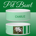 Add photo and name light and dark green bowl<br><div class="desc">Pet bowl / cat / dog
Add a name and a photo.
Light and dark green.</div>