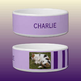 Add photo and name light and dark purple bowl