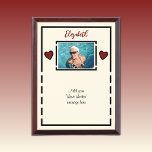 Add photo and name love letter black ruby award plaque<br><div class="desc">Keepsake wood wall plaque.
Add a name and photo.
Write your 'love letter' to the one you love,  husband or wife.
For a special occasion / wedding anniversary,  birthday,  or just because... 
Ivory,  black and ruby.</div>