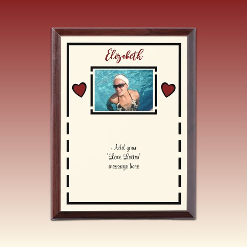 Add photo and name love letter black ruby award plaque