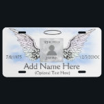 Add Photo and Name | Memorial License Plate<br><div class="desc">Add a photo and a name to this attractive license plate featuring angel wings and a halo.</div>