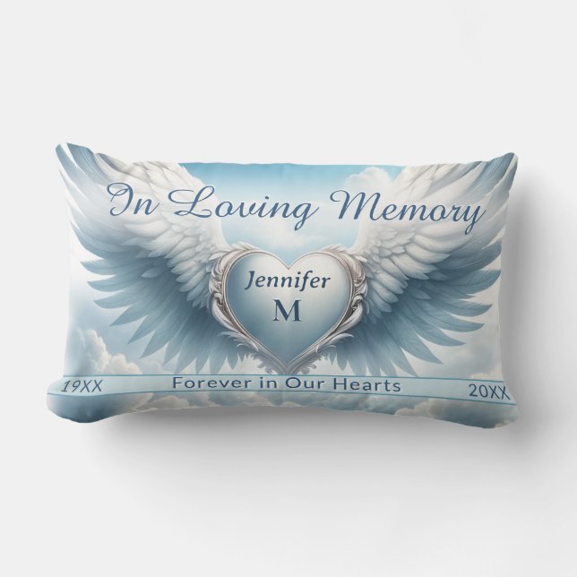 Add Photo and Name Memorial Lumbar Pillow (Front)