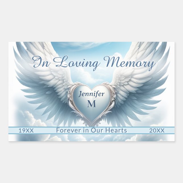 Add Photo and Name Memorial Rectangular Sticker (Front)