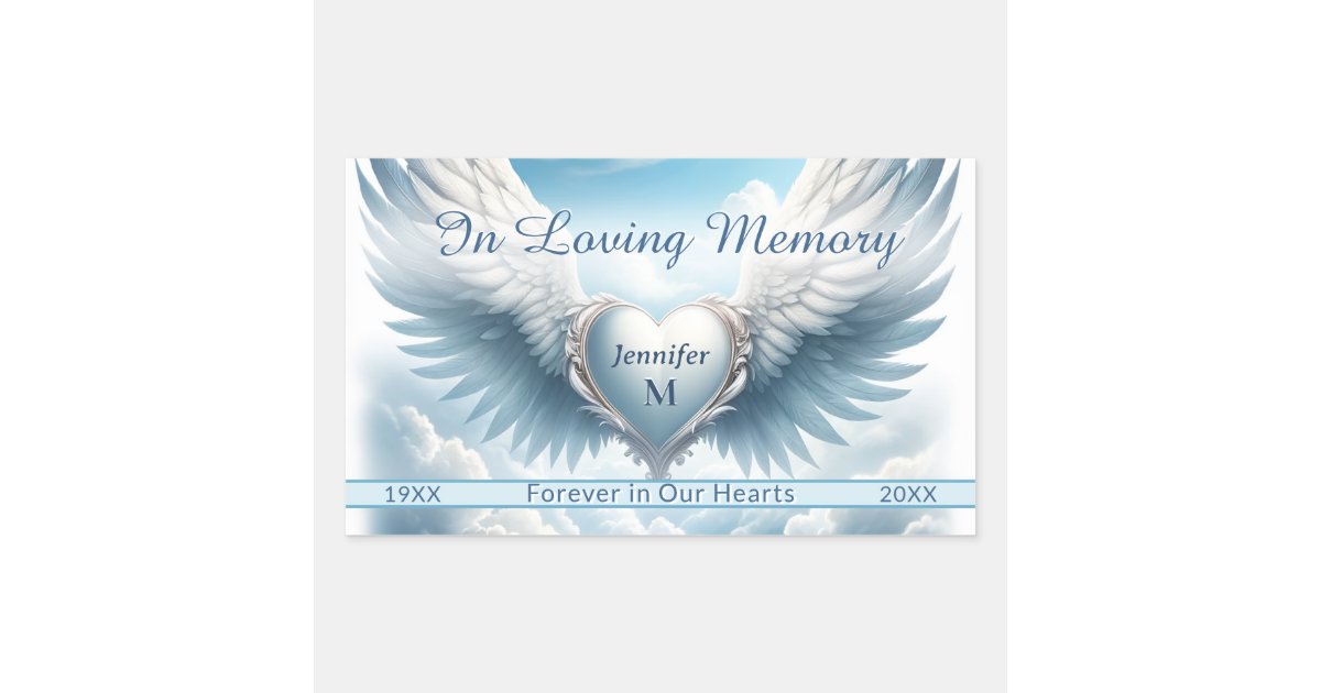 Add Photo and Name Memorial Rectangular Sticker | Zazzle
