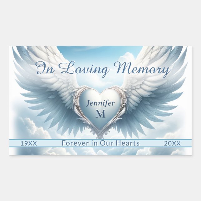 Add Photo and Name Memorial Rectangular Sticker (Front)