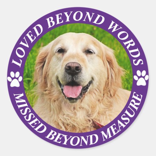 Add Photo and Name Pet Memorial  Classic Round Sti Classic Round Sticker