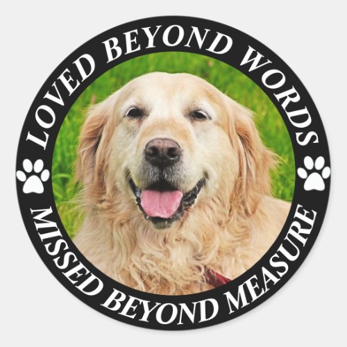 Add Photo and Name Pet Memorial Classic Round Stic Classic Round Sticker