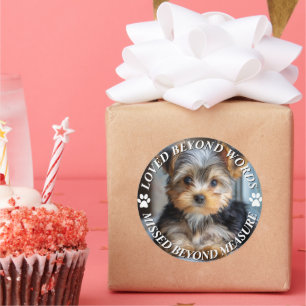 Add Photo and Name Pet Memorial Classic Round Stic Sticker