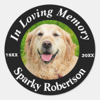 Add Photo and Name Pet Memorial Classic Round Sticker