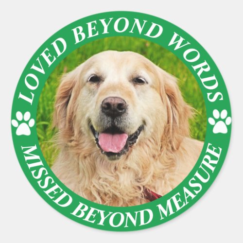 Add Photo and Name Pet Memorial  Classic Round Sticker