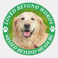 Add Photo and Name Pet Memorial  Classic Round Sticker