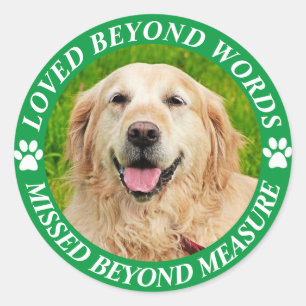 Add Photo and Name Pet Memorial Classic Round Sticker