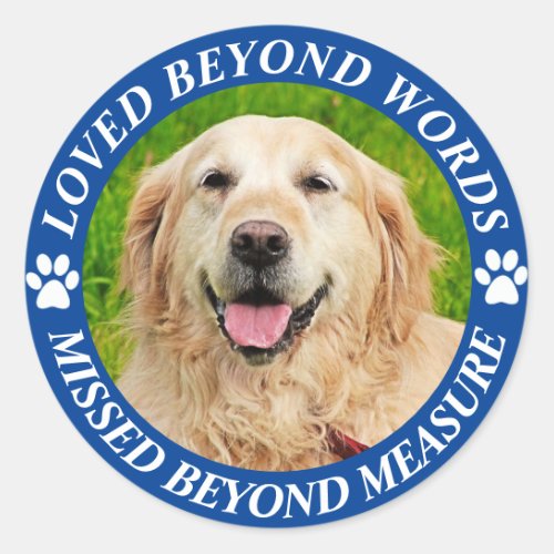 Add Photo and Name Pet Memorial  Classic Round Sticker