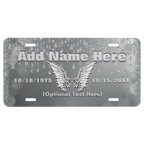 Add Photo and Name  Silver Tears License Plate
