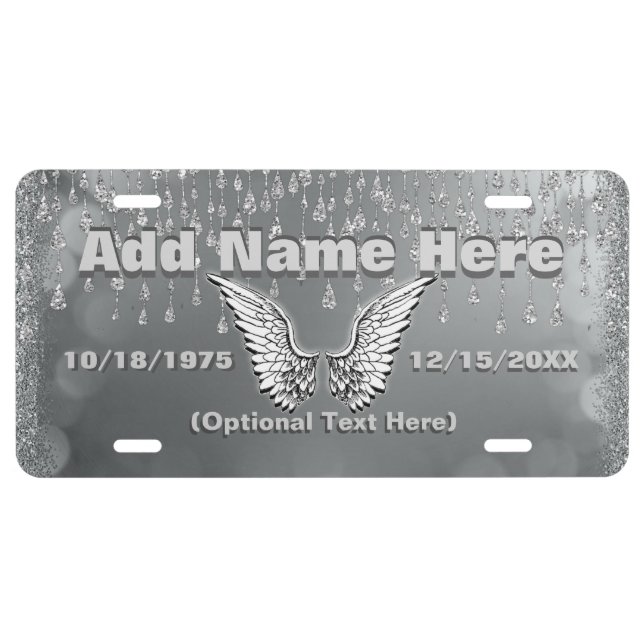 Add Photo and Name | Silver Tears License Plate (Front)