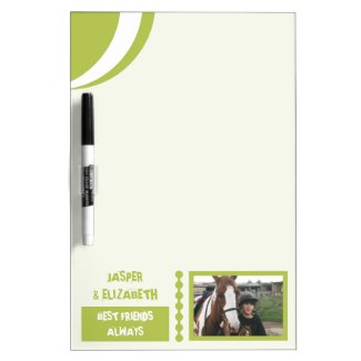 Add photo and names horse lover kids green dry erase board