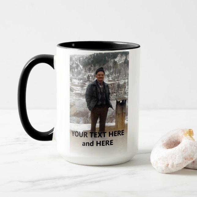 Add Photo and Text Best Father Ever Mug (With Donut)