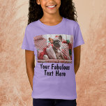 Add Photo and Text Custom Lavender Girls' T-Shirt<br><div class="desc">Create your own unique appareil gifts, Add Photo and Text on this personalized lavender t shirt. Easily make your own cool t-shirt design. The personalized kids t shirt is also avaiable for boys, men and women, in different color choice. Perfect for bridal shower party (as floral girl custom gift), school...</div>