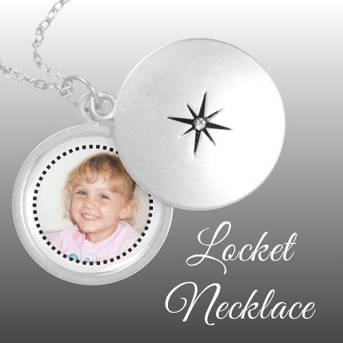 Add photo black and white personalized locket necklace