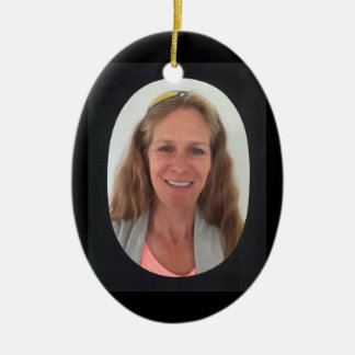Add Photo Black Oval Frame Ceramic Ornament