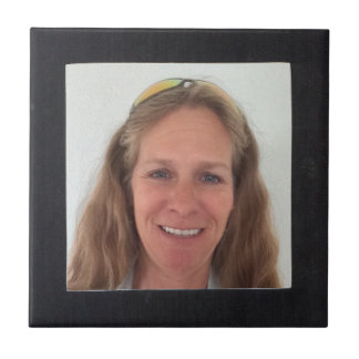 Add Photo Black Square Frame Ceramic Tile