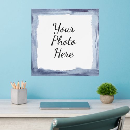 Add Photo Blue Watercolor Photo Frame on 18 Wall  Wall Decal