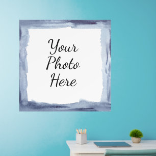 Add Photo Blue Watercolor Photo Frame Wall Decal
