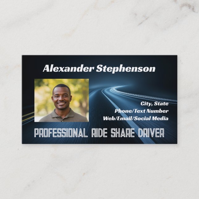 Add Photo Car Driving Lyft Uber Driver Rideshare Business Card (Front)