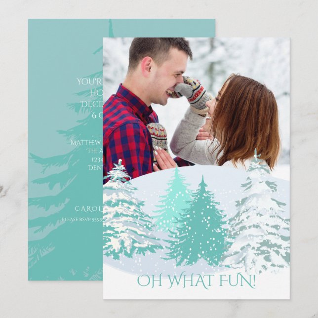 ADD PHOTO - CHANGE COLOR Christmas Trees Invitation (Front/Back)