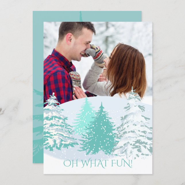 ADD PHOTO - CHANGE COLOR Christmas Trees Invitation (Front/Back)