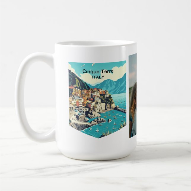 Add Photo Cinque Terre Italy, Travel Coffee Mug (Left)