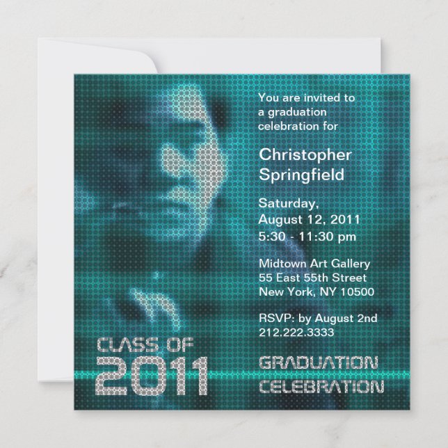 Add Photo Class of 2011 Invitation Sci fi Blue 5 (Front)